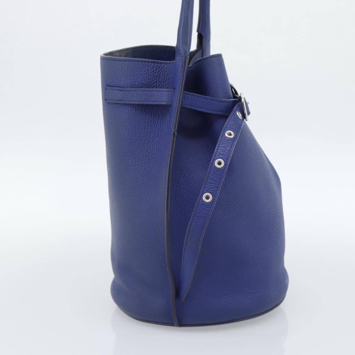 Celine Big Bag Bucket Leather Blue Leather Handbag (Pre-Owned)