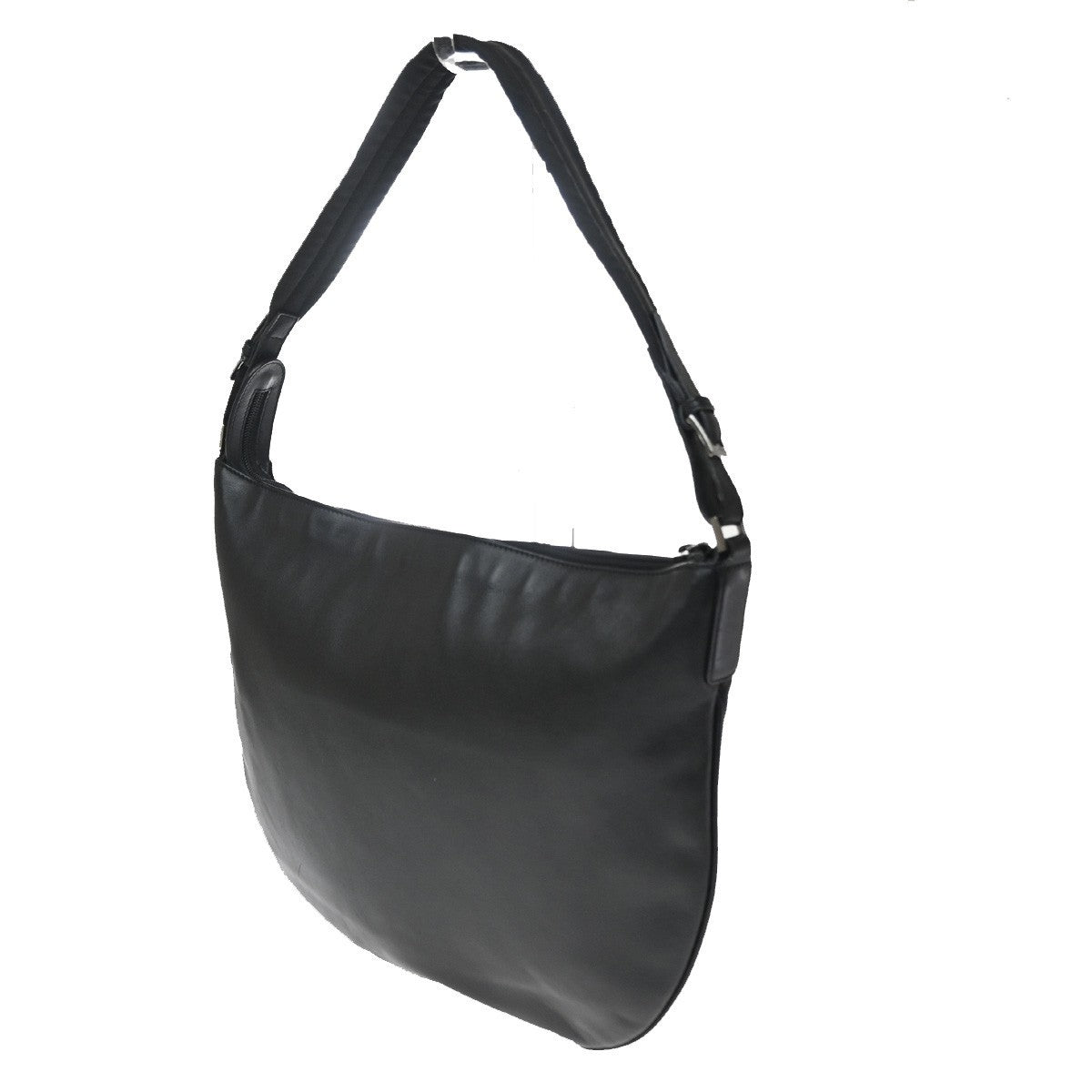 Gucci Vintage Web Half Moon Leather Black Leather Shoulder Bag Bag (Pre-Owned)