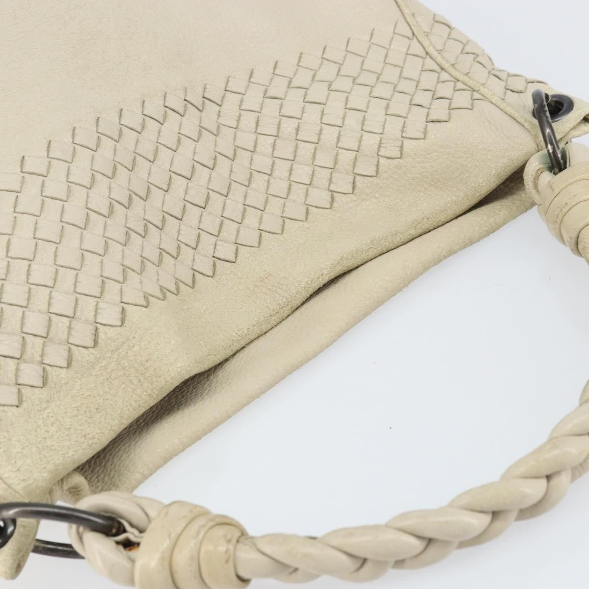 Bottega Veneta Braided Handle Hobo Embroidered Leather With Intrecciato Detail Beige Leather Shoulder Bag Bag (Pre-Owned)