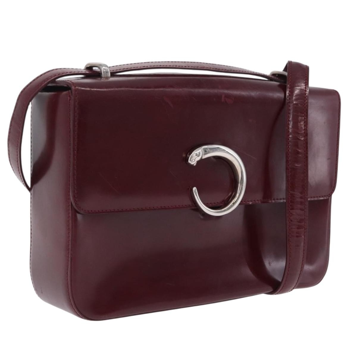 Cartier Panthère Shoulder Patent Leather Burgundy Patent_Leather Shoulder Bag Bag (Pre-Owned)
