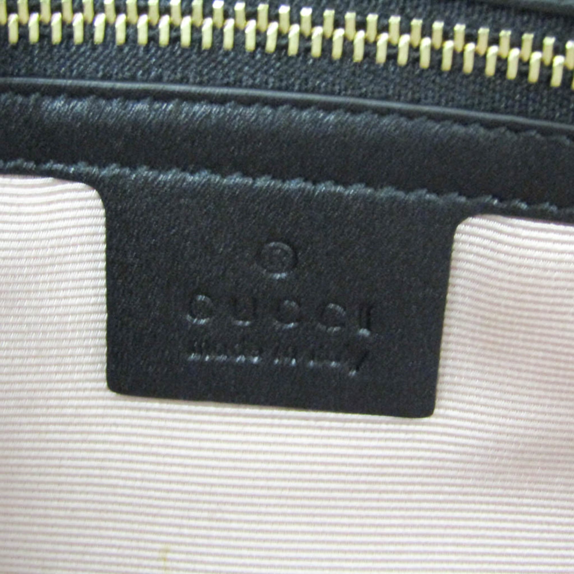 Gucci Arli Top Handle Leather Black Leather Handbag (Pre-Owned)