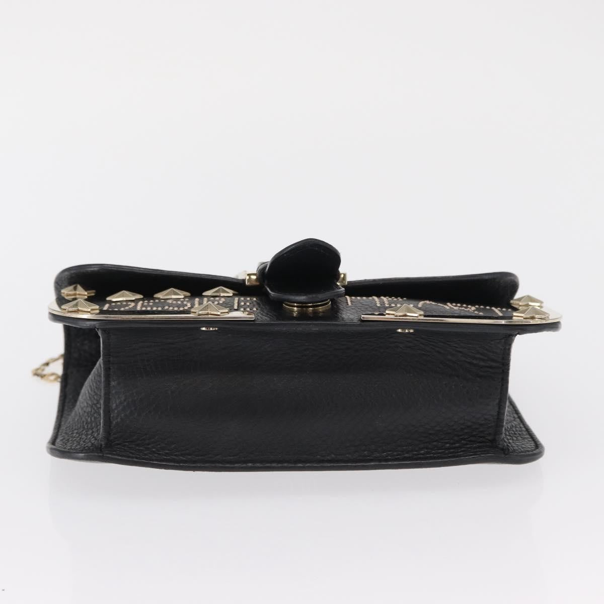 Valentino Garavani Chain Flap Leather Black Leather Shoulder Bag Bag (Pre-Owned)