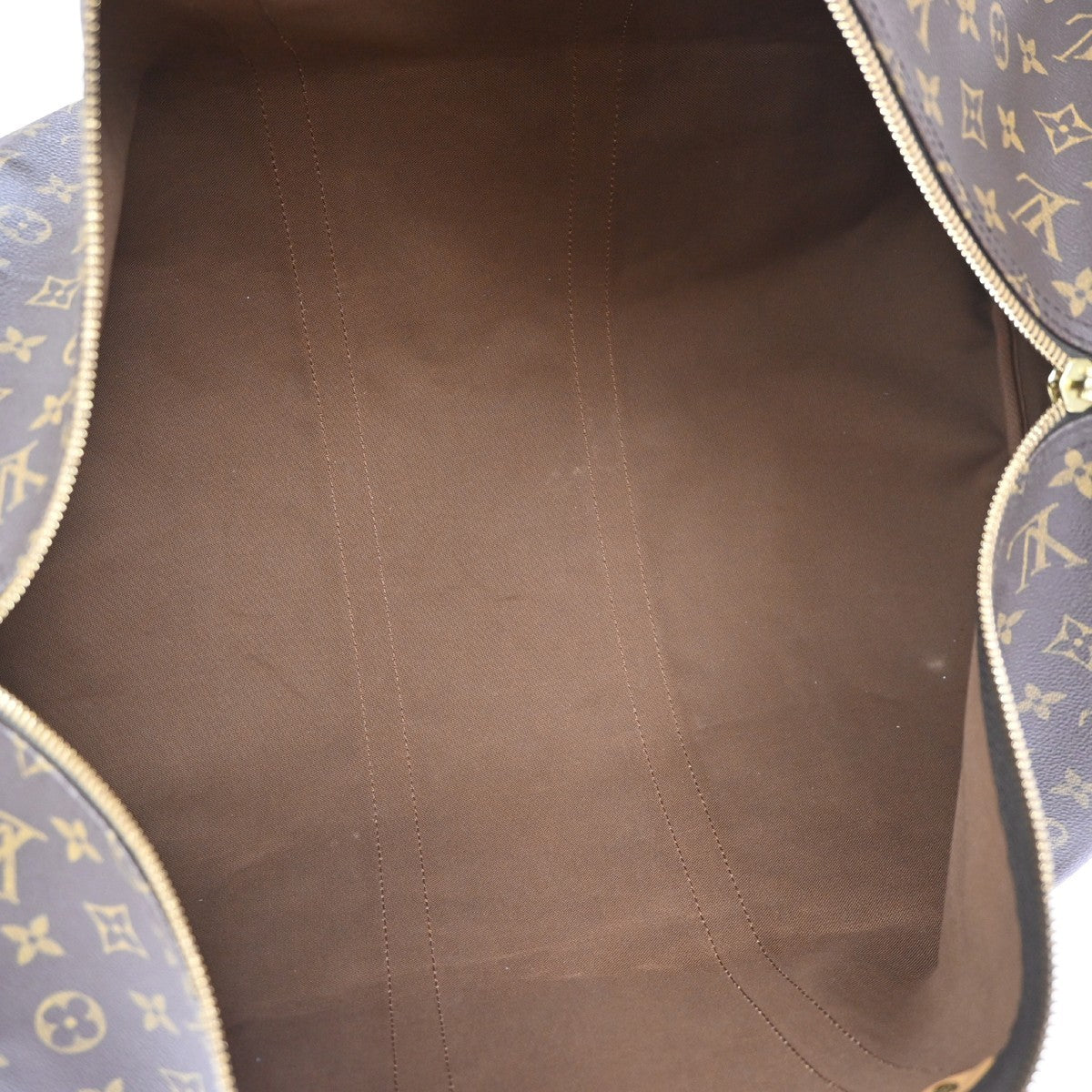 Louis Vuitton Keepall Monogram Canvas Brown Leather Travel Bag Bag (Pre-Owned)