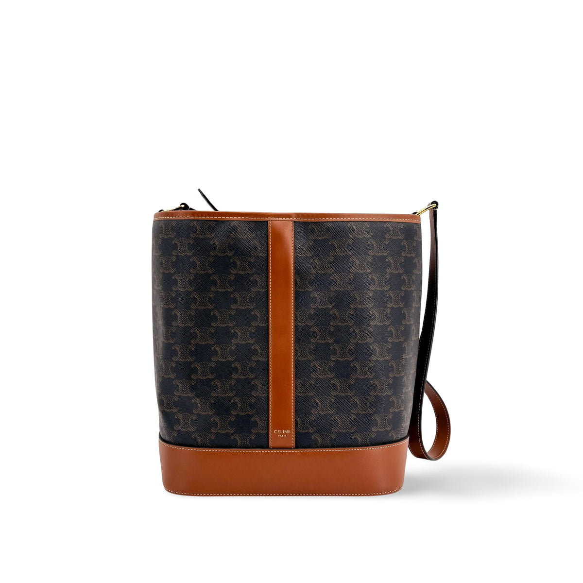 Celine Bucket Triomphe Coated Canvas Black Canvas Shoulder Bag Bag (Pre-Owned)