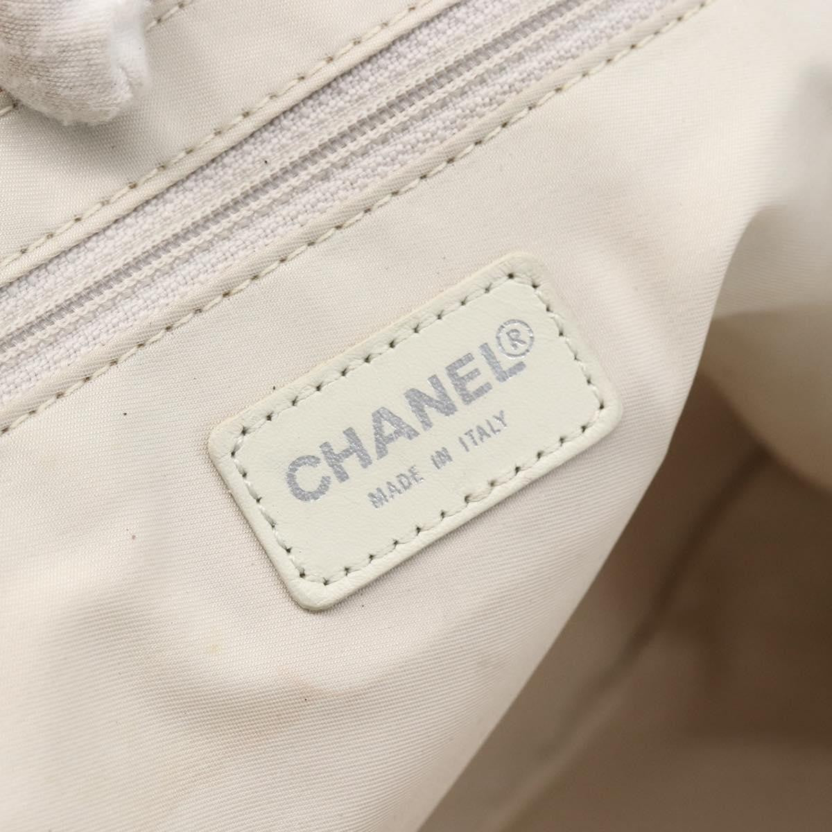 Chanel Travel Line Tote Nylon Beige Nylon Handbag (Pre-Owned)