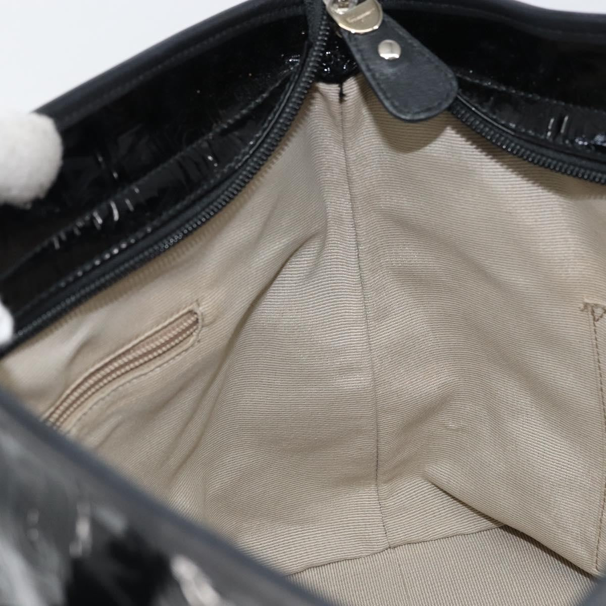 Salvatore Ferragamo Gancini Tote Patent Leather Black Patent_Leather Tote Bag Bag (Pre-Owned)