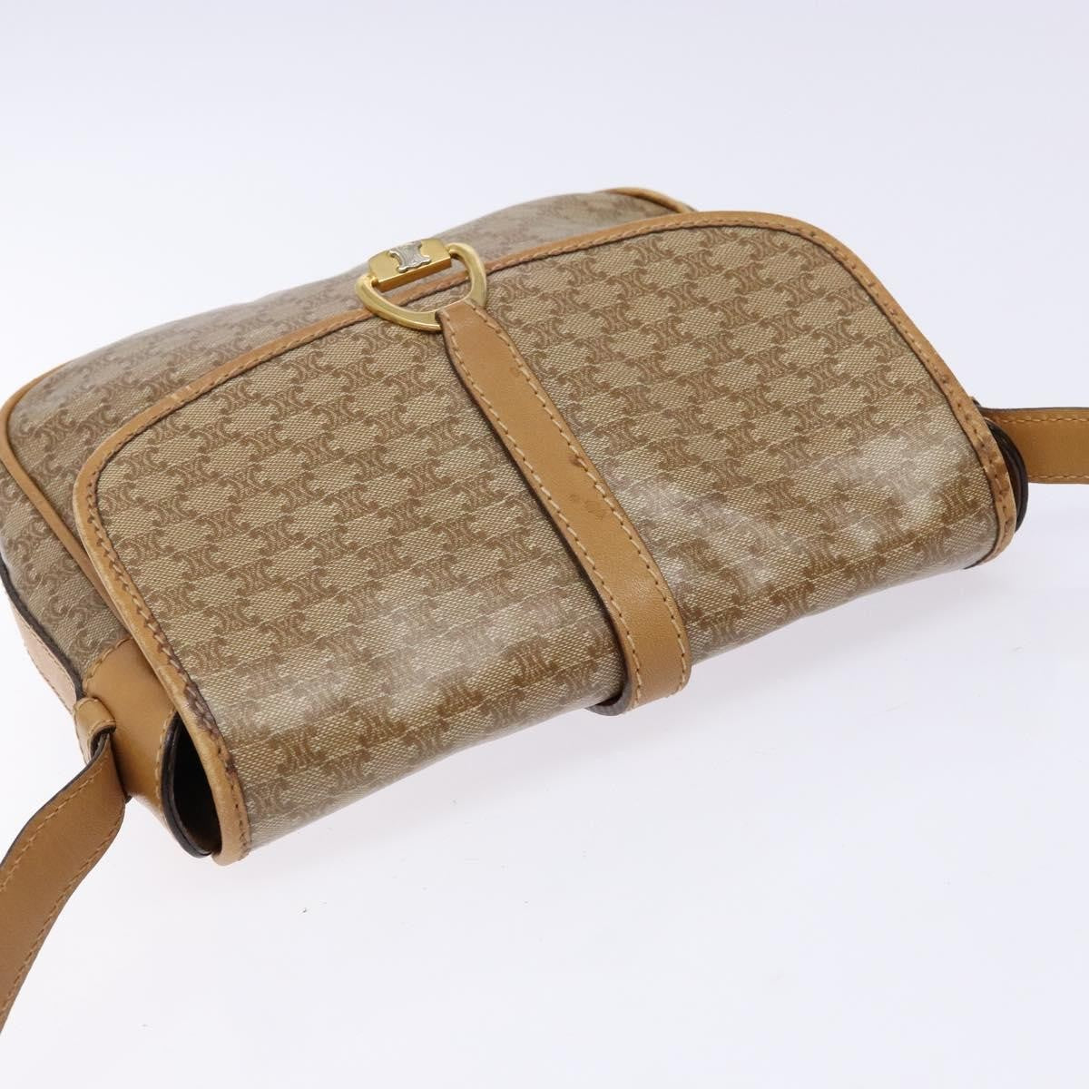 Celine Macadam Shoulder Pvc Leather Beige Canvas Bag (Pre-Owned)