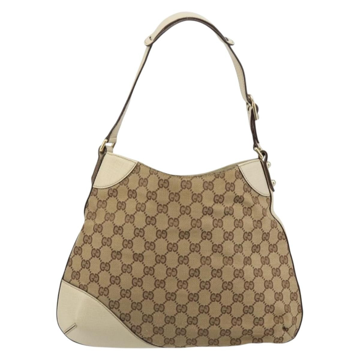 Gucci Hasler Hobo Gg Canvas Beige Canvas Shoulder Bag Bag (Pre-Owned)