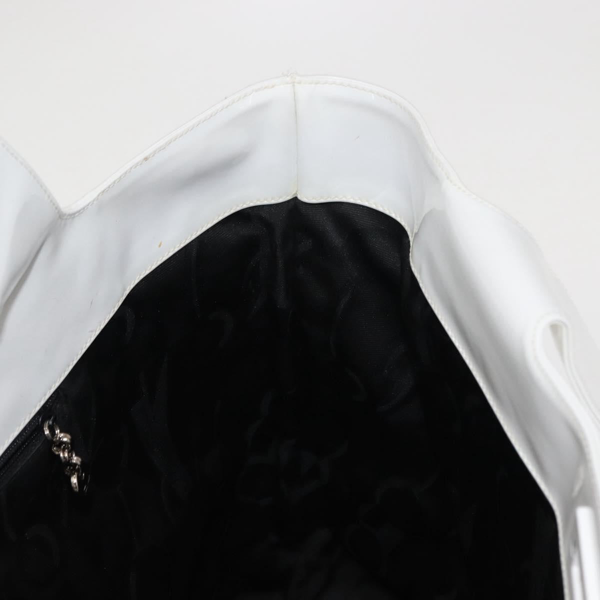 Salvatore Ferragamo Gancini Tote Patent Leather White Patent_Leather Tote Bag Bag (Pre-Owned)