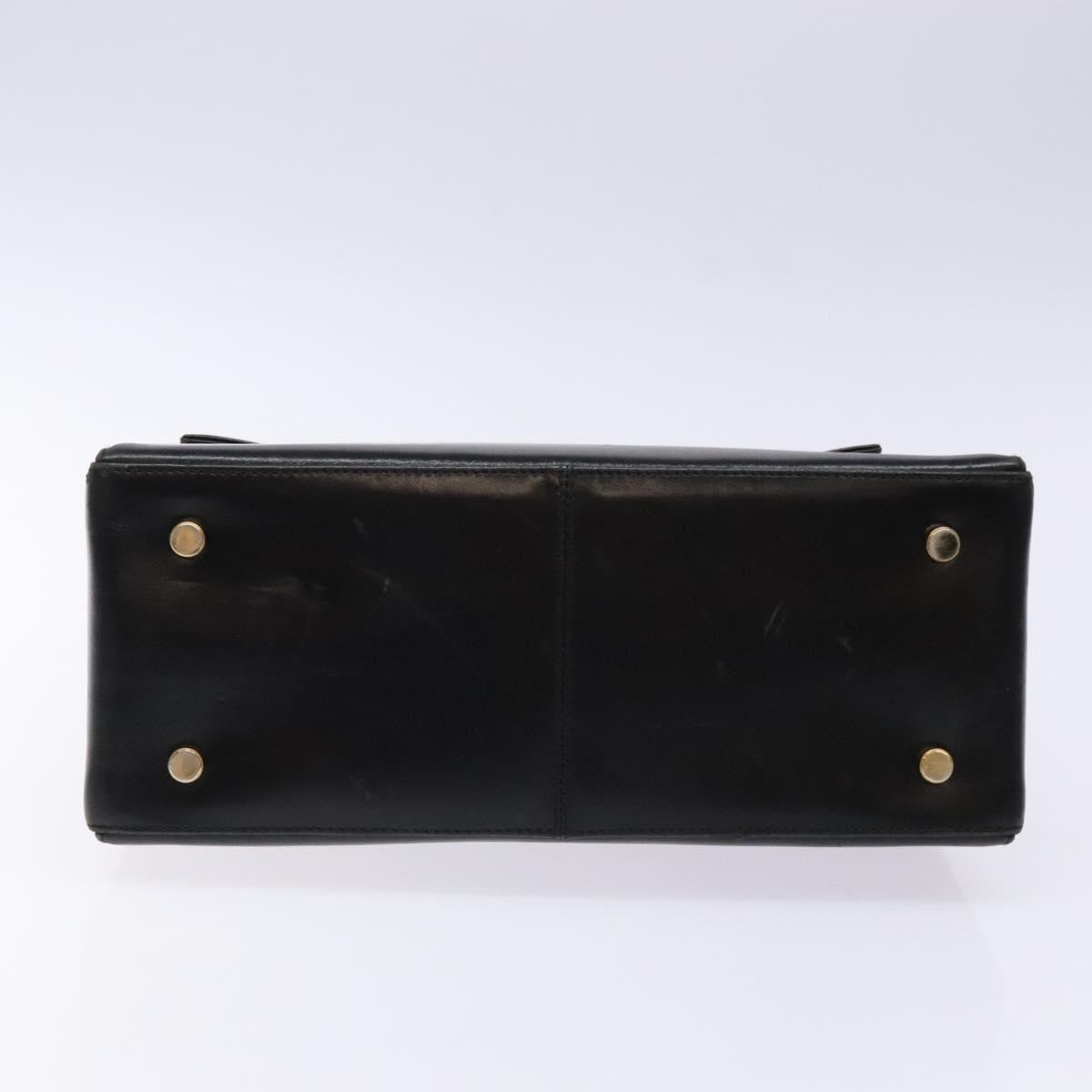 Salvatore Ferragamo Gancini Convertible Top Handle Leather Black Leather Handbag (Pre-Owned)