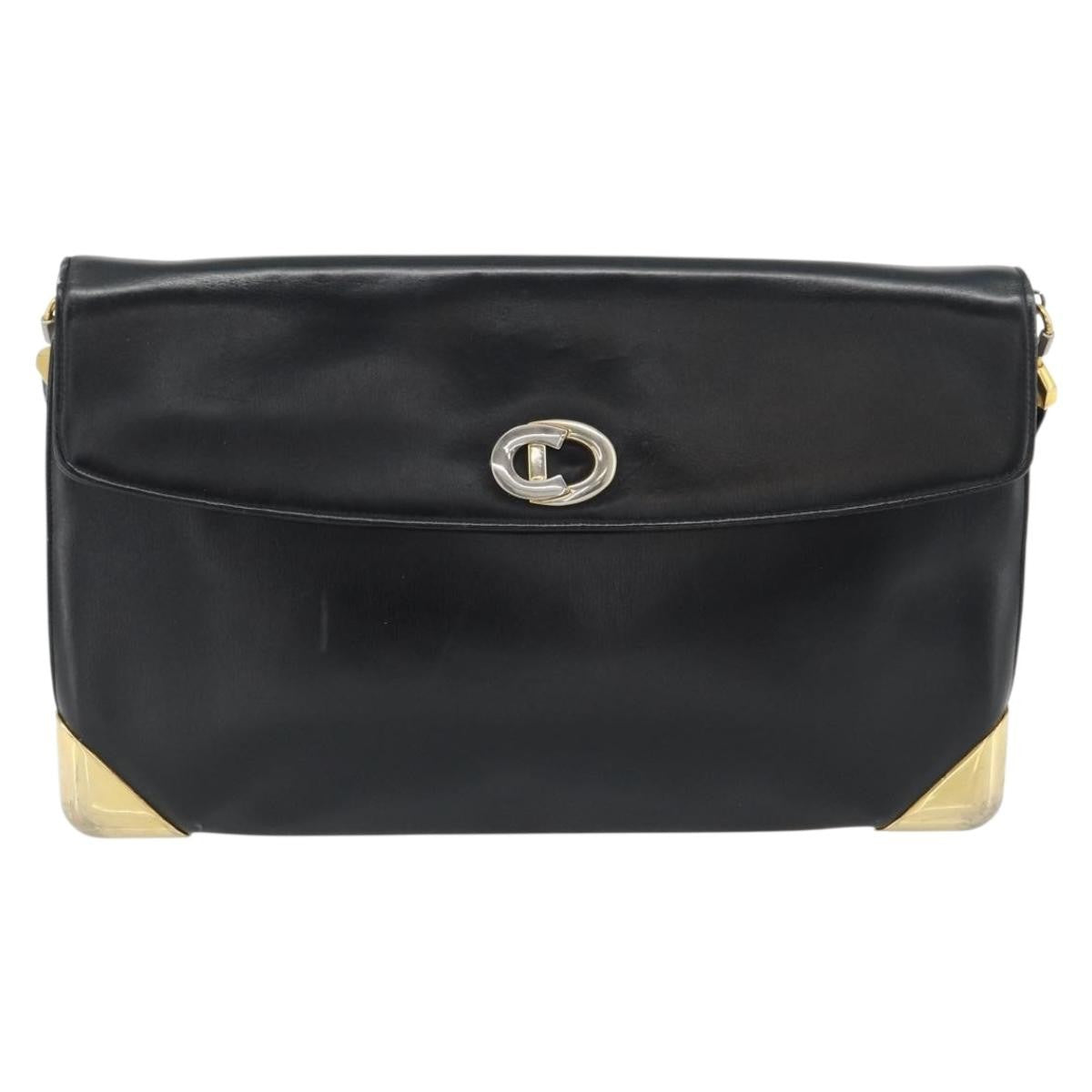 Christian Dior Cd Shoulder Bag Leather Black Leather Shoulder Bag Bag (Pre-Owned)