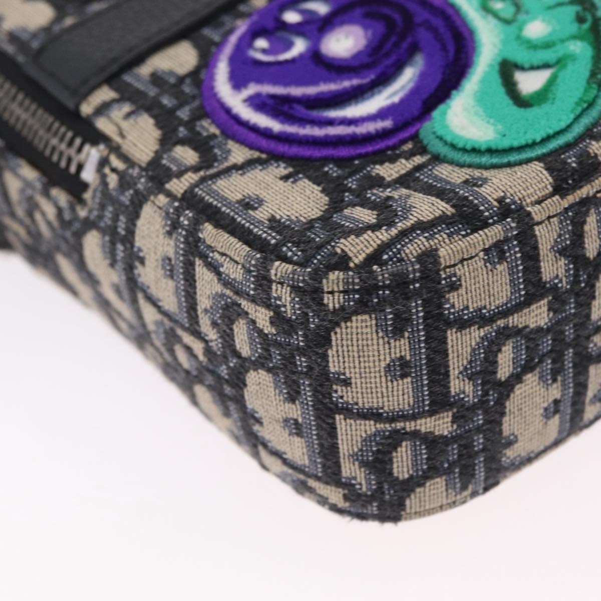 Christian Dior Kenny Scharf Safari Messenger Oblique Canvas With Applique Navy Canvas Handbag (Pre-Owned)