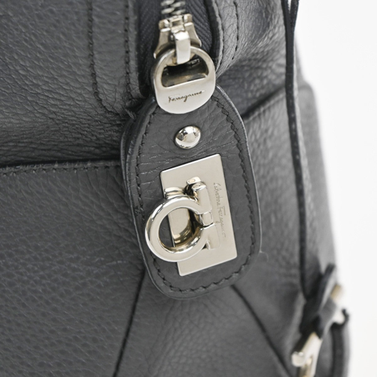 Salvatore Ferragamo Bonaria Satchel Leather Gray Leather Handbag (Pre-Owned)