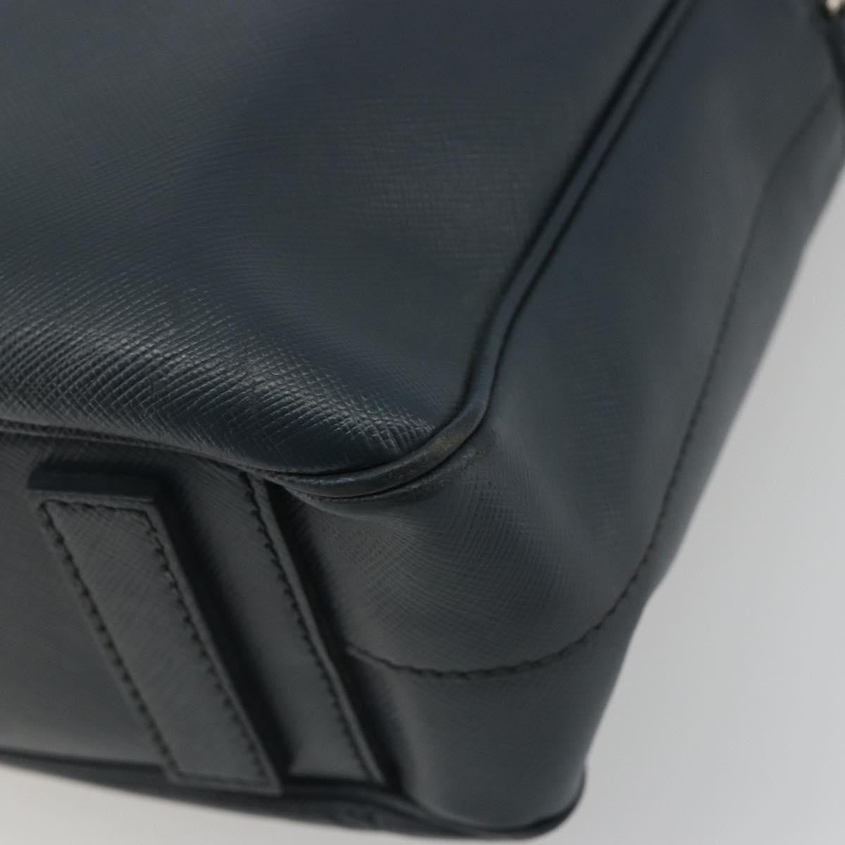 Prada Zip Around Saffiano Leather Navy Leather Briefcase Bag (Pre-Owned)