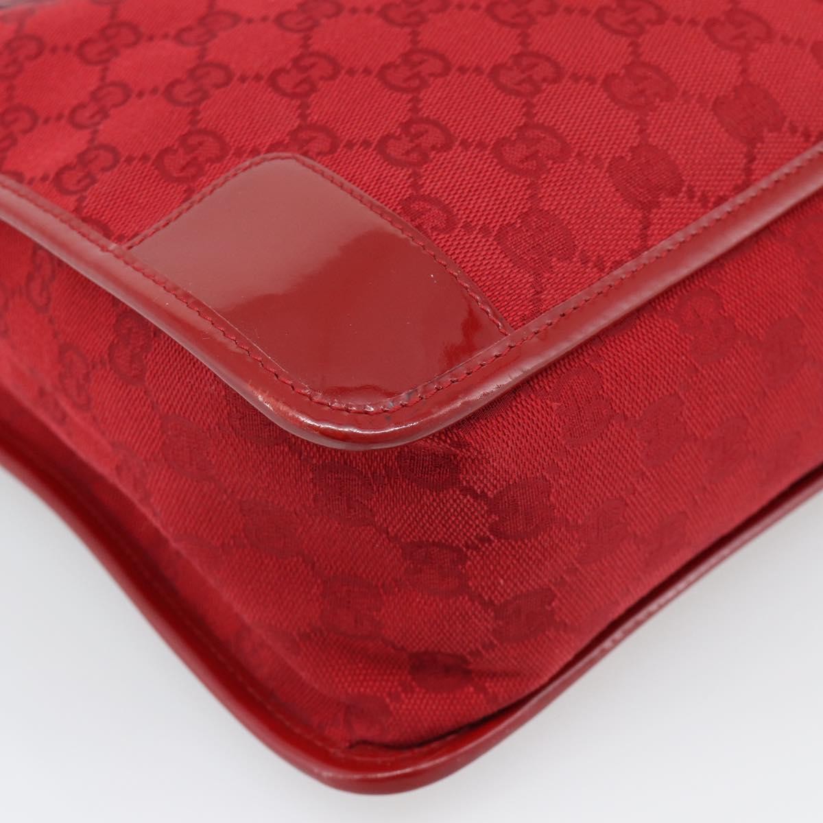 Gucci Structured Top Handle Open Tote Gg Canvas And Leather Red Canvas Handbag (Pre-Owned)