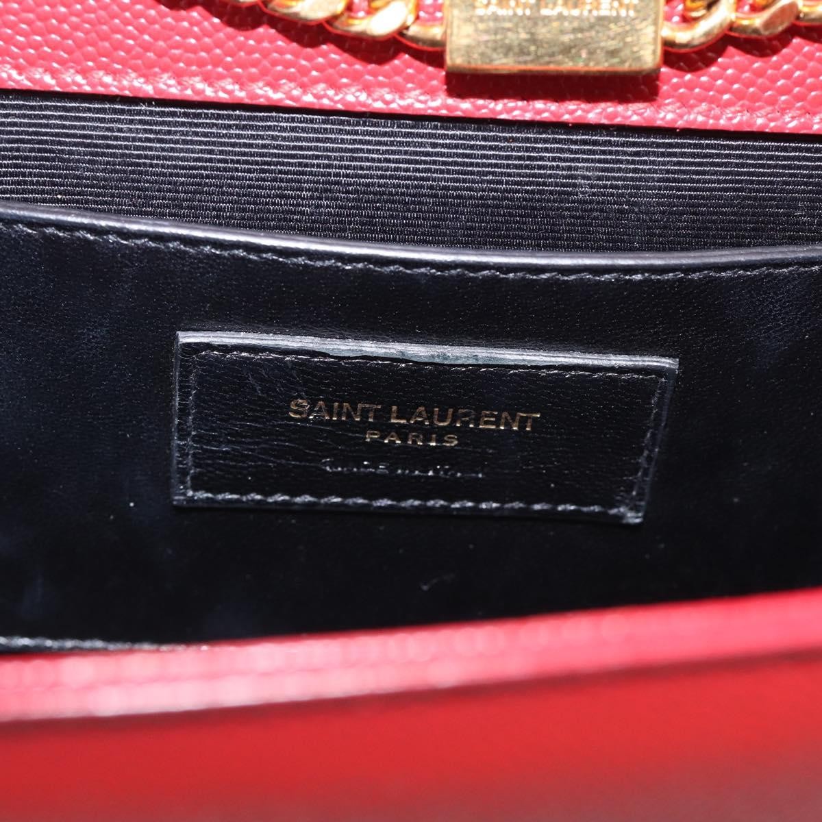 Saint Laurent Classic Monogram Flap Chain Leather Red Leather Crossbody Bag Bag (Pre-Owned)