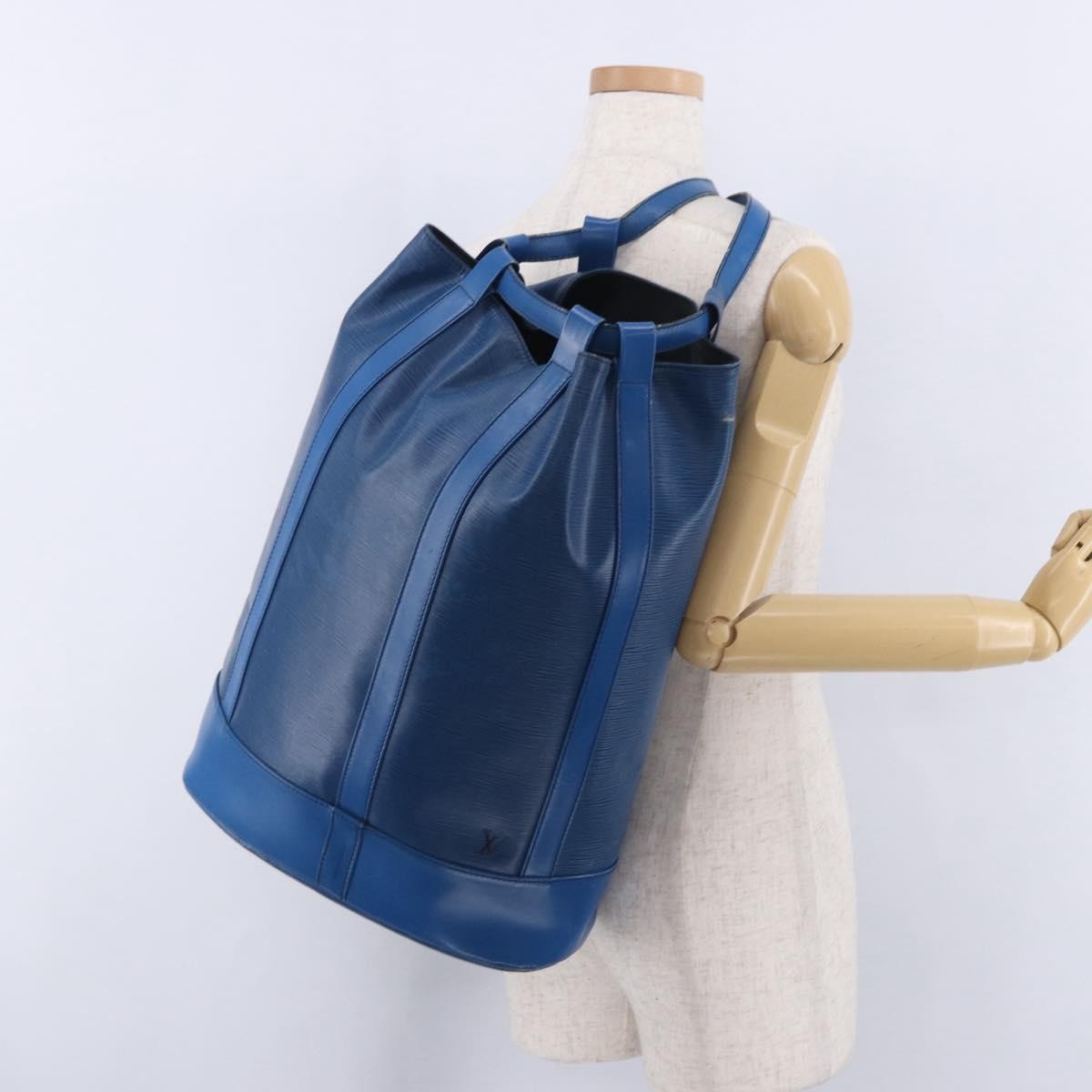 Louis Vuitton Randonnée Epi Blue Leather Backpack Bag (Pre-Owned)