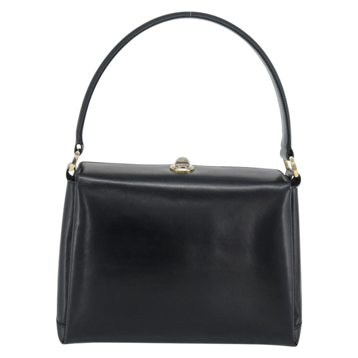 Gucci Vintage Convertible Box Leather Black Leather Handbag (Pre-Owned)