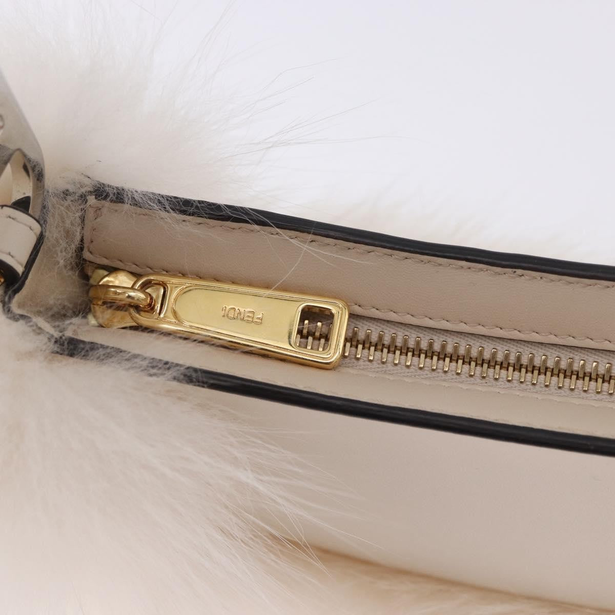 Fendi O'lock Swing Leather With Fur White Leather Shoulder Bag Bag (Pre-Owned)