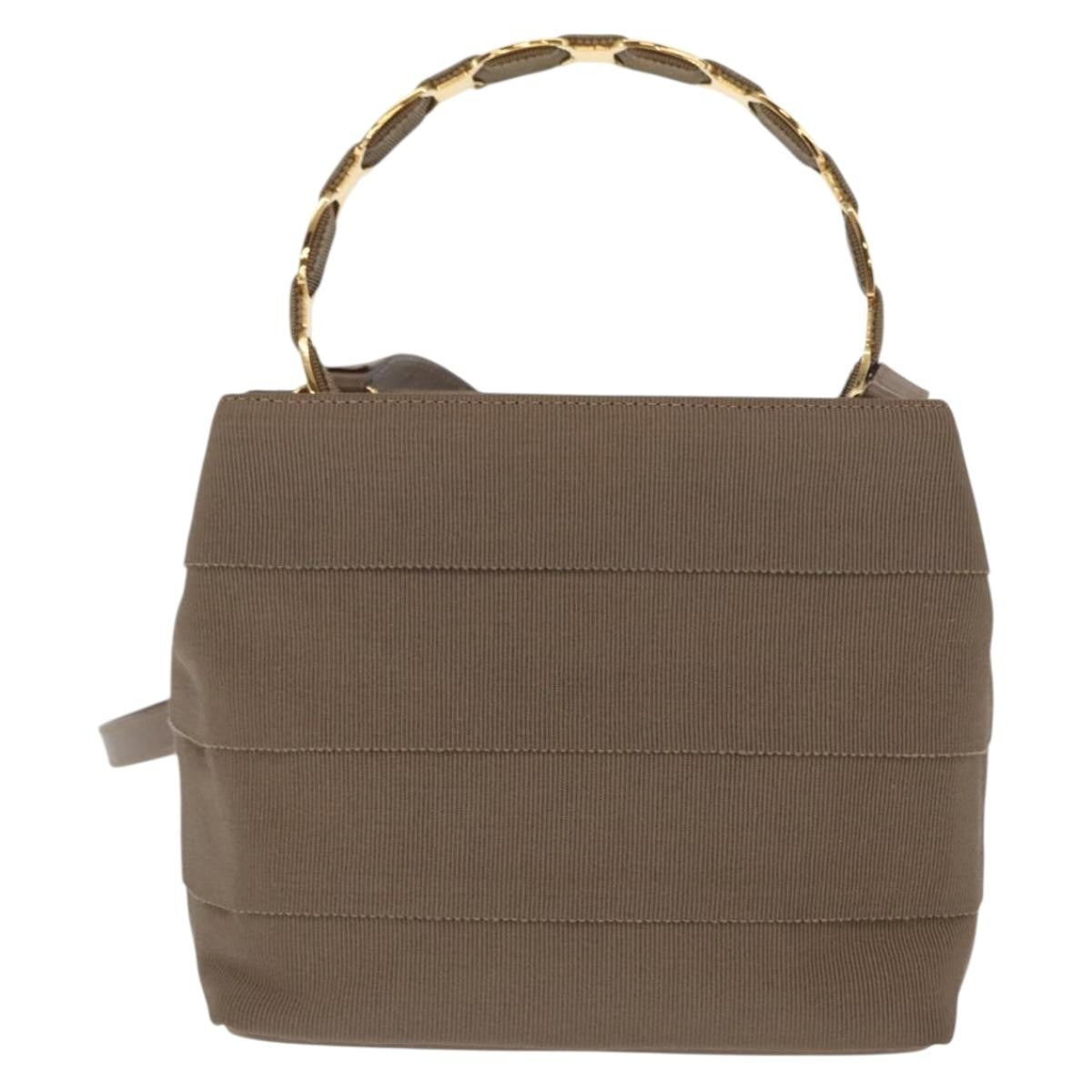 Salvatore Ferragamo Vala Canvas Beige Canvas Handbag (Pre-Owned)