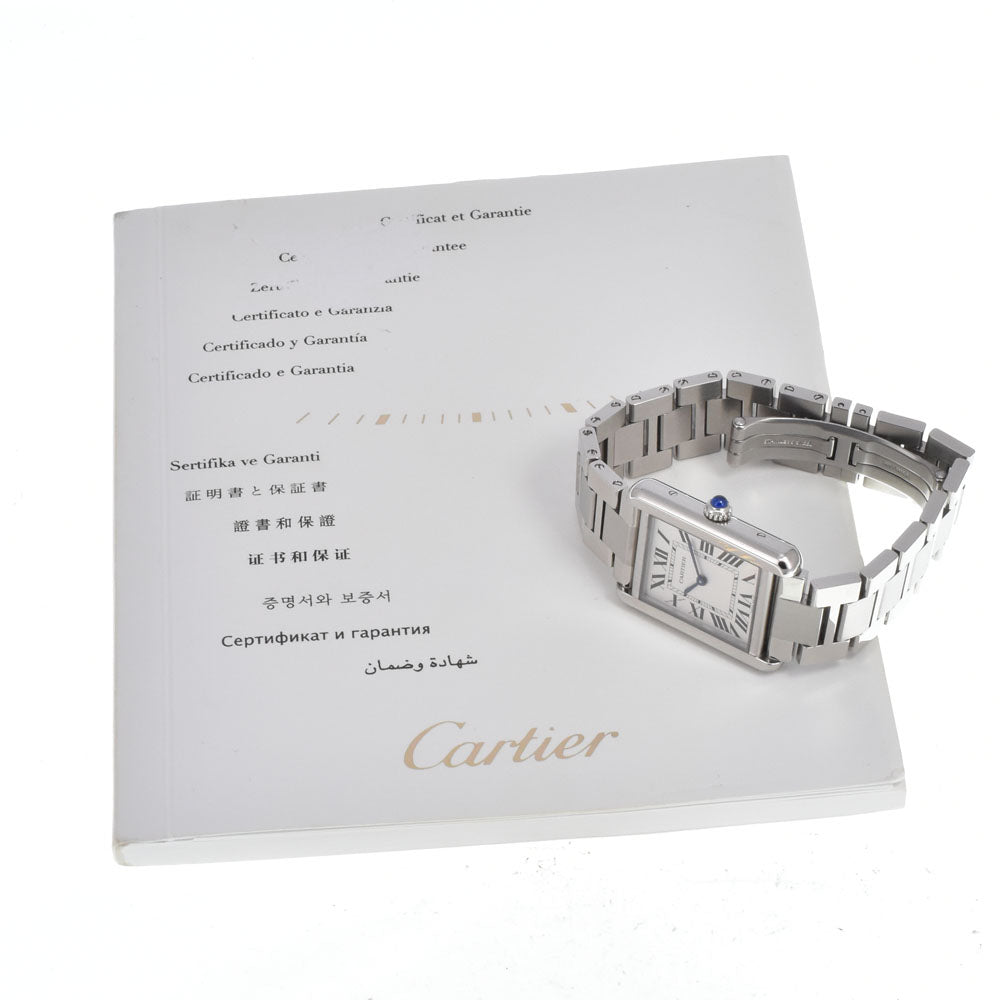 Cartier Tank Solo Quartz Stainless Steel And Leather Watch (Pre-Owned)