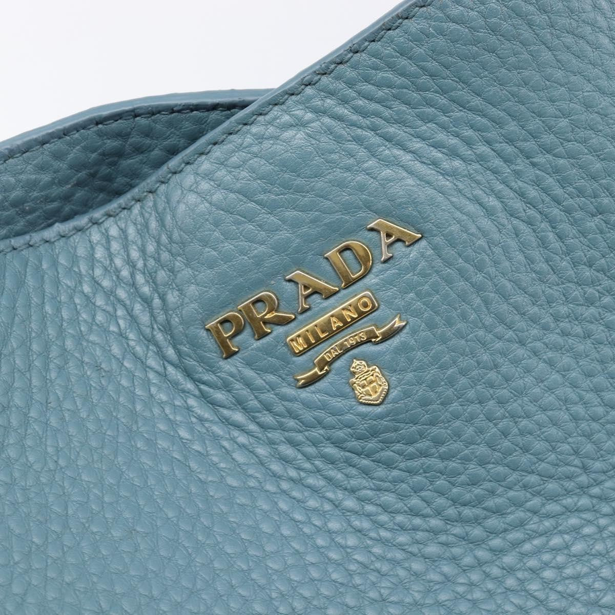 Prada Rolled Hobo Vitello Daino Blue Leather Shoulder Bag Bag (Pre-Owned)