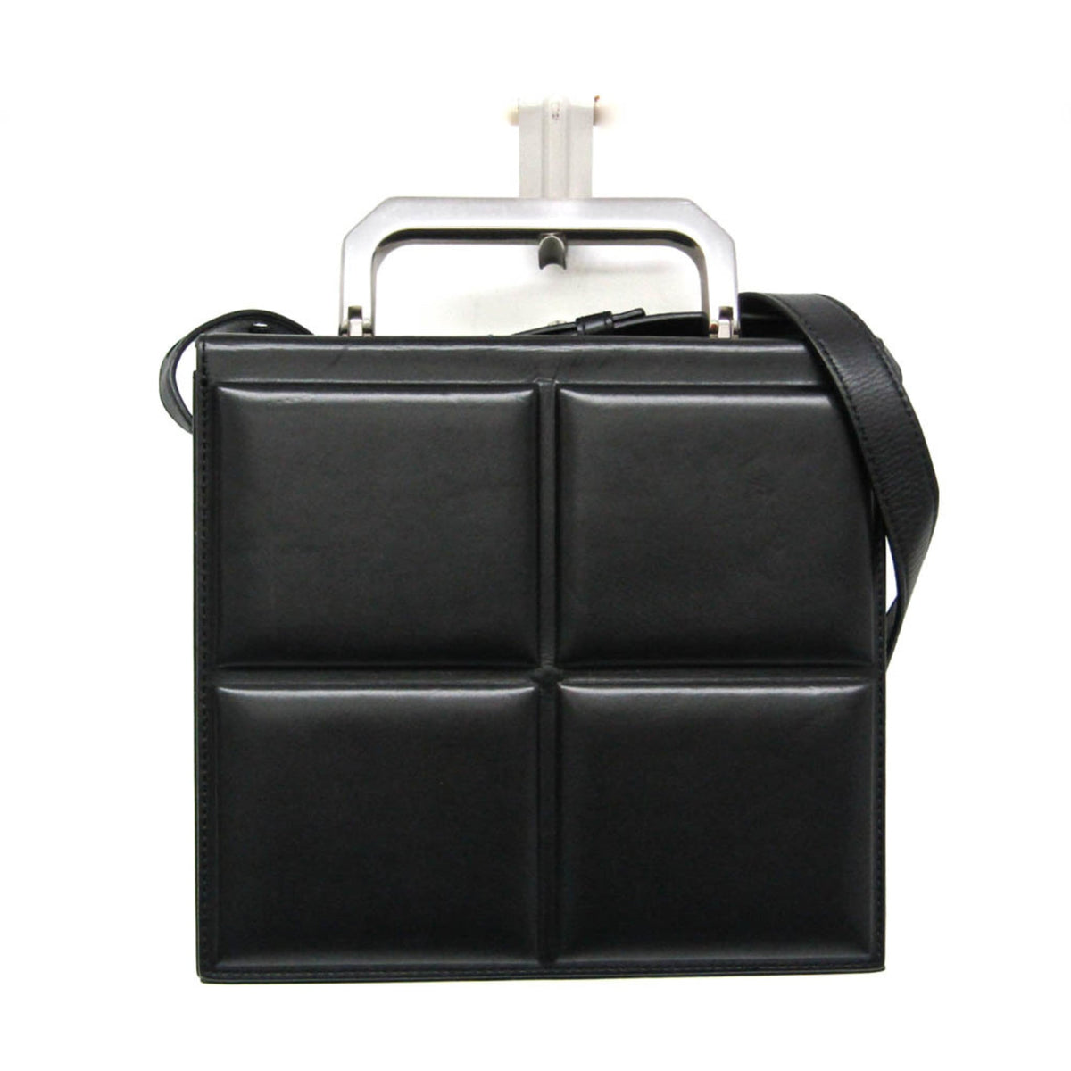 Bottega Veneta Trunk Top Handle Messenger Padded Leather Black Leather Handbag (Pre-Owned)