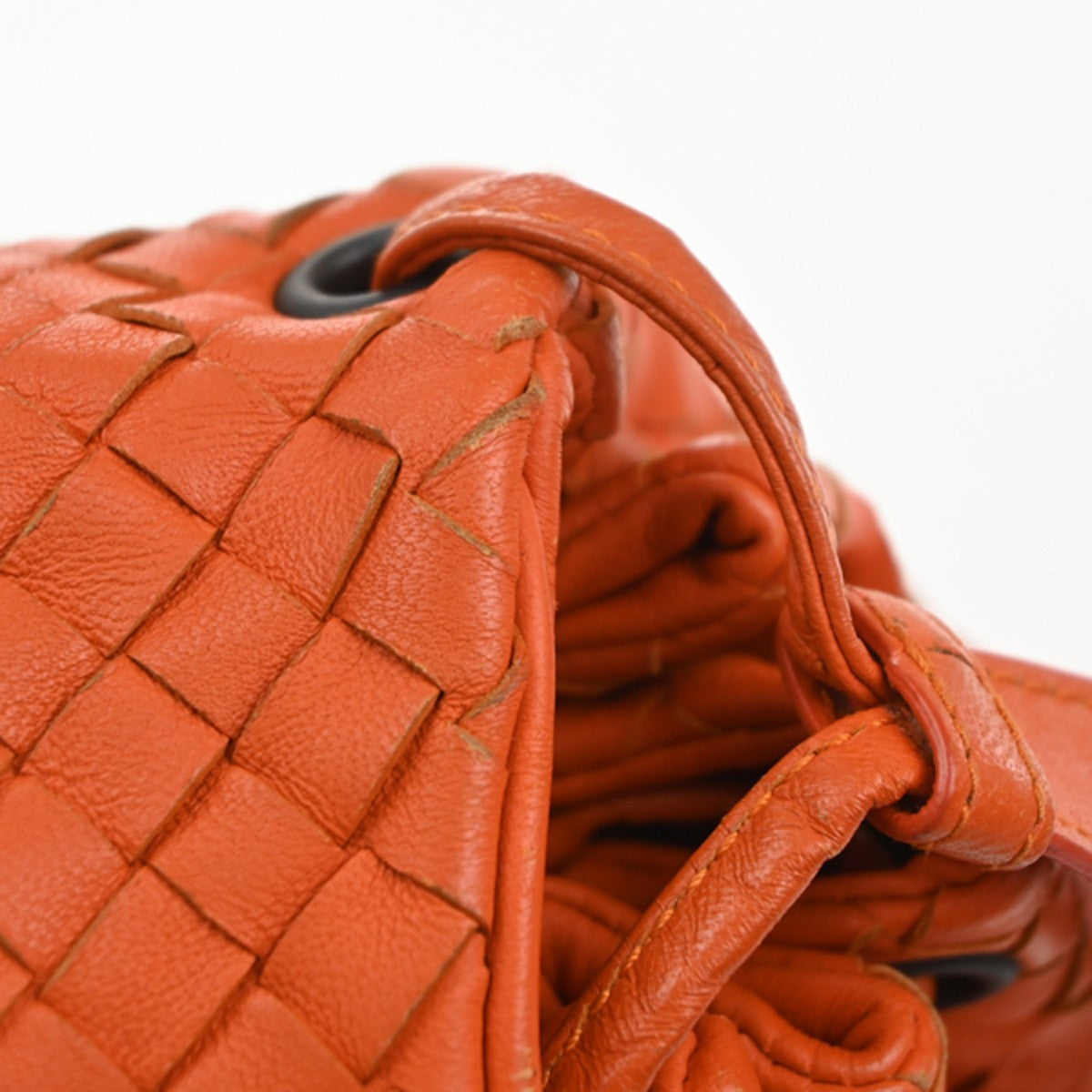 Bottega Veneta Intrecciato Shoulder Leather Orange Leather Handbag (Pre-Owned)