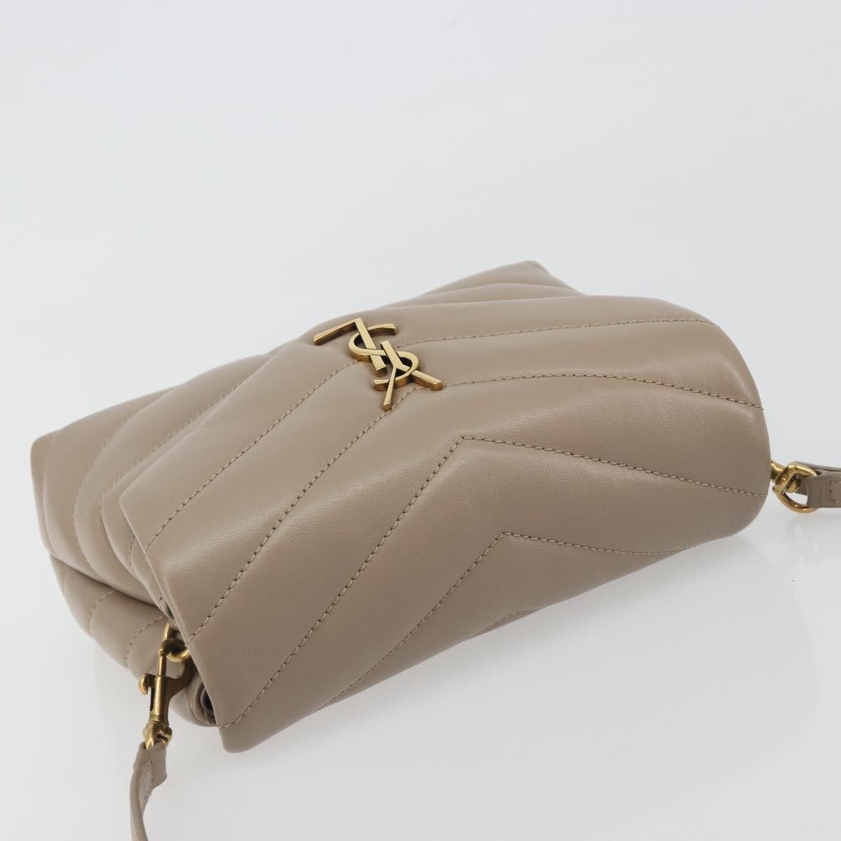 Saint Laurent Loulou Puffer Quilted Leather Beige Leather Shoulder Bag Bag (Pre-Owned)