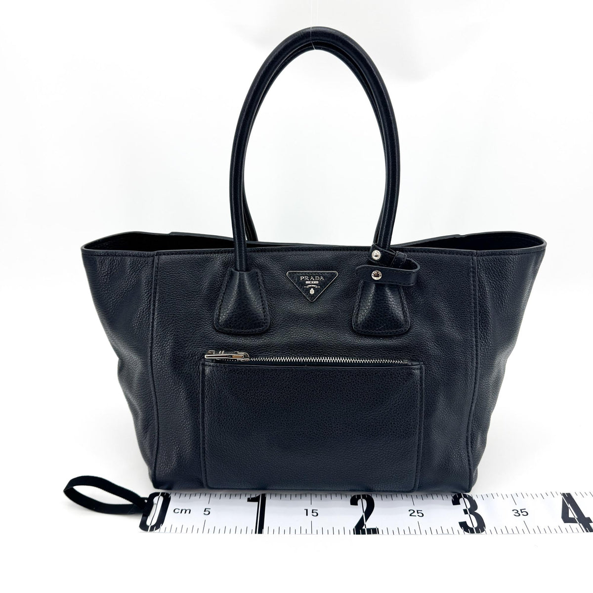 Prada Front Pocket Wing Convertible Vitello Phenix Black Leather Tote Bag Bag (Pre-Owned)