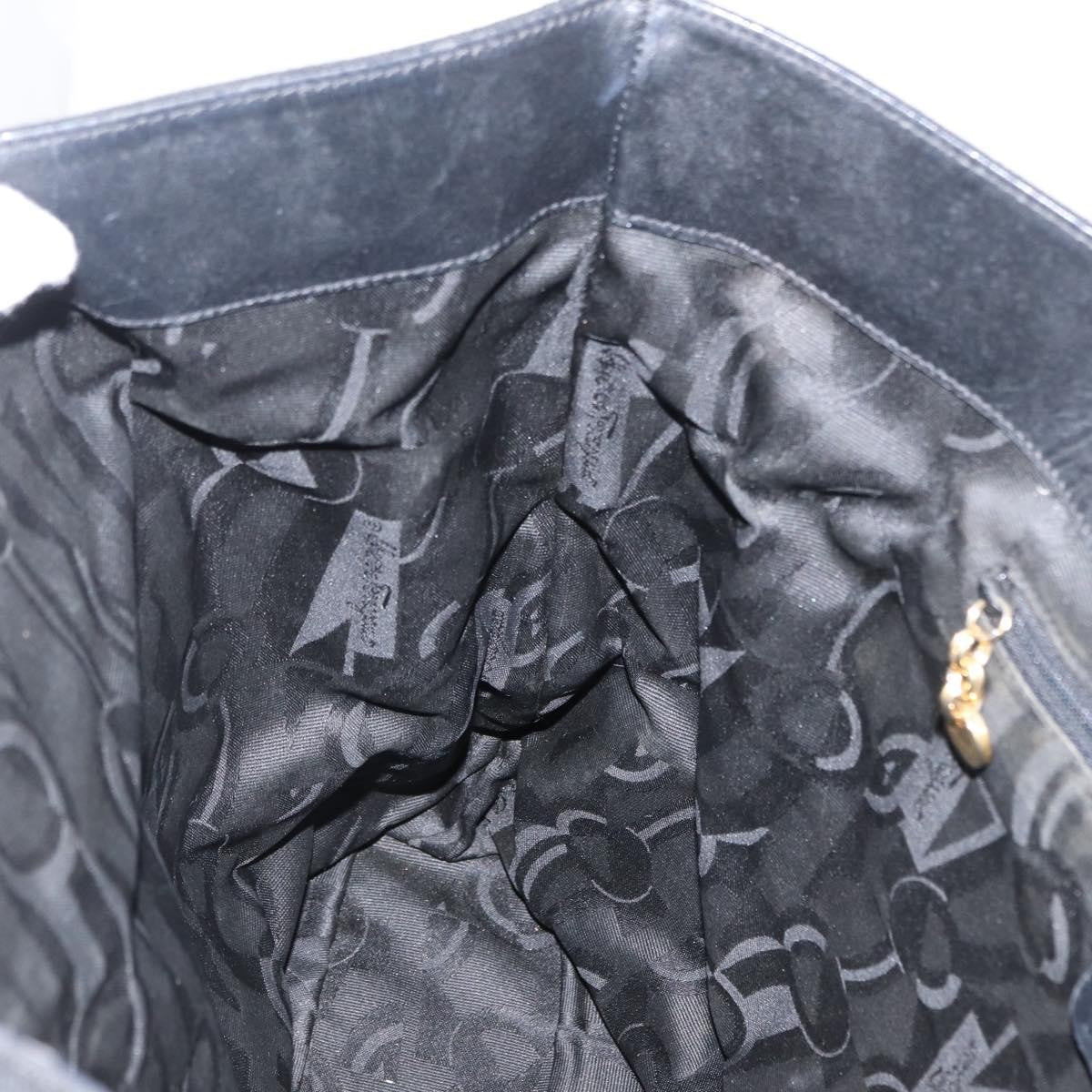 Salvatore Ferragamo Vala Tote Canvas Black Canvas Tote Bag Bag (Pre-Owned)