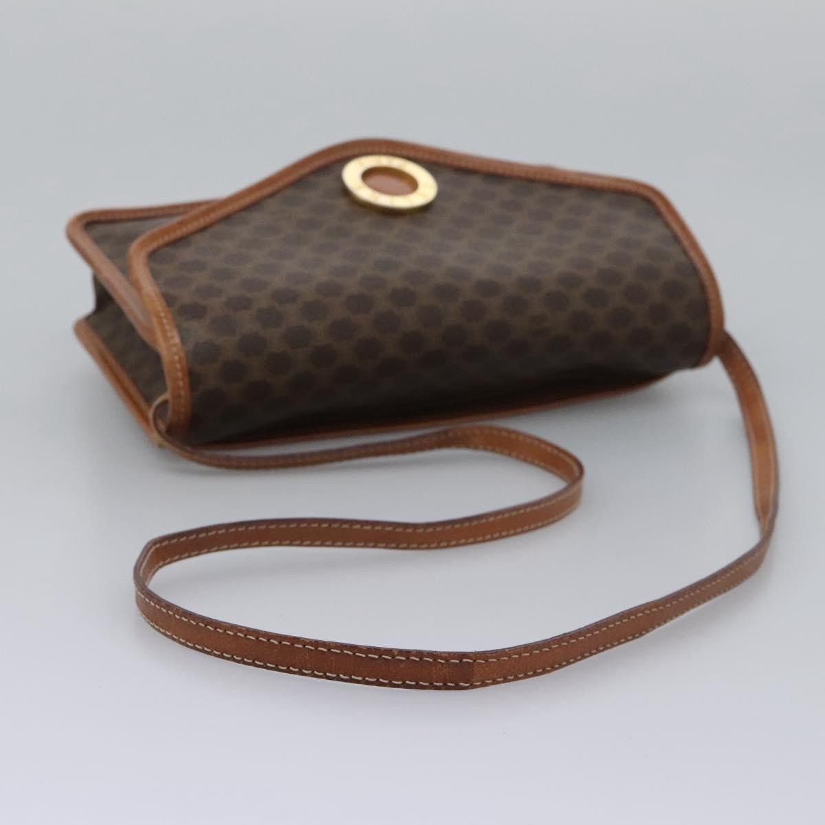 Celine Vintage Macadam Circle Logo Canvas And Leather Brown Canvas Shoulder Bag Bag (Pre-Owned)
