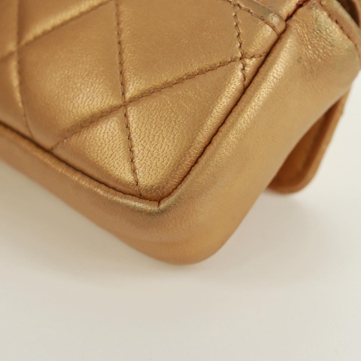 Chanel Classic Flap Charm Chain Belt Quilted Caviar Gold Leather Handbag (Pre-Owned)