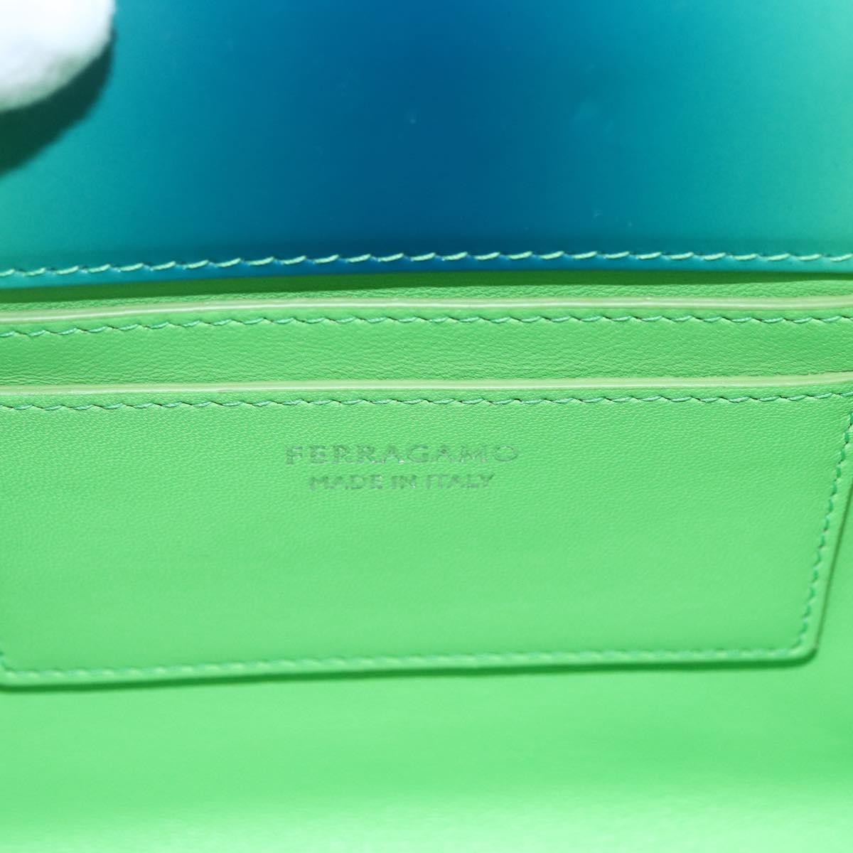 Salvatore Ferragamo Wanda Top Handle Shoulder Gradient Leather Green Patent_Leather Handbag (Pre-Owned)