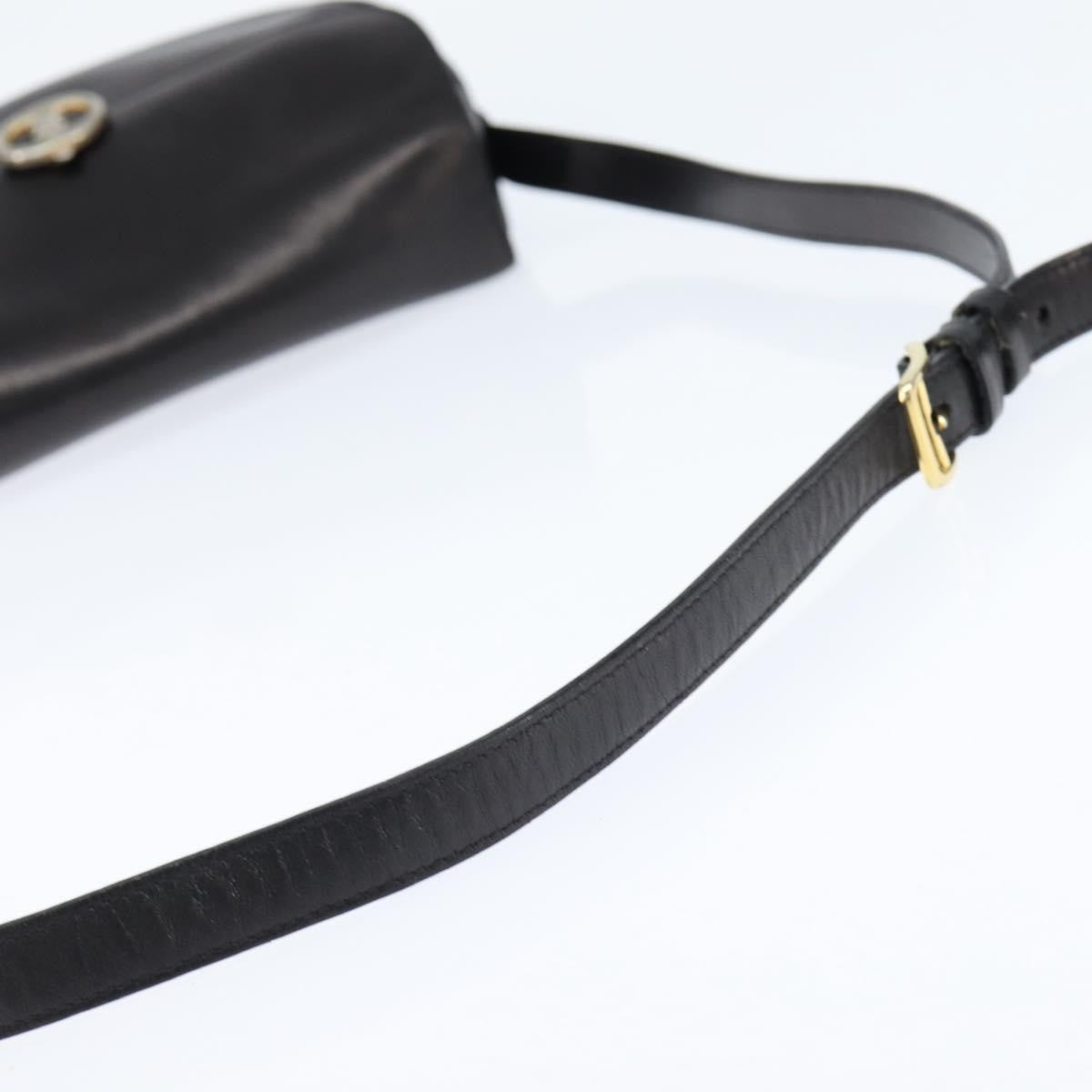 Celine Shoulder Leather Black Leather Shoulder Bag Bag (Pre-Owned)