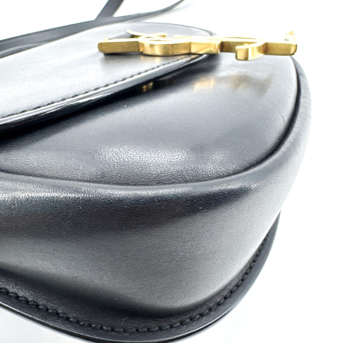 Saint Laurent Kaia Leather Black Leather Shoulder Bag Bag (Pre-Owned)