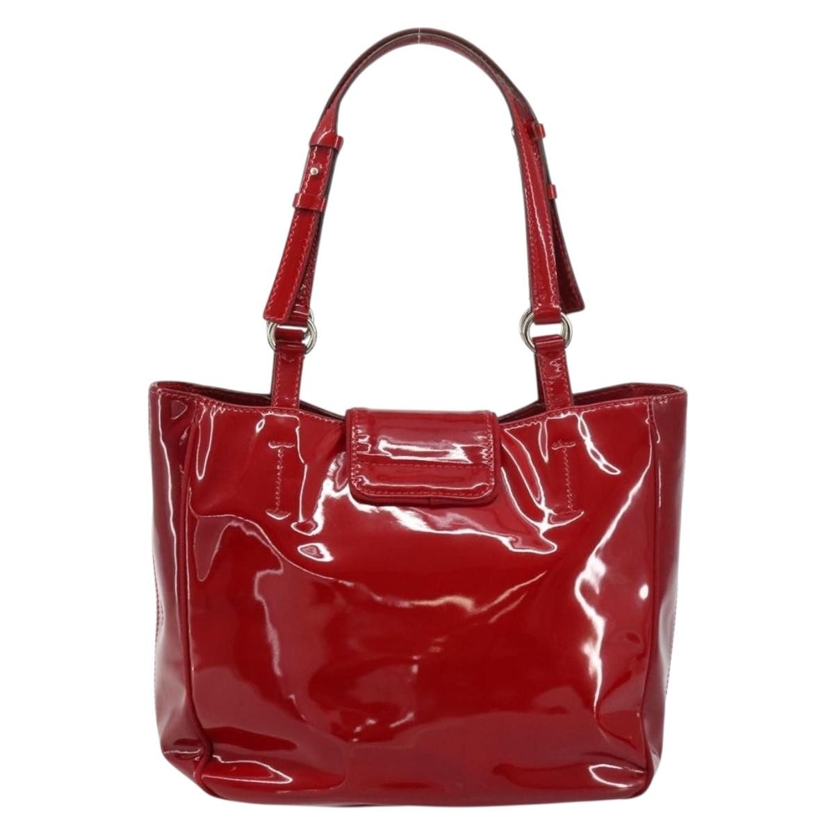 Salvatore Ferragamo Vintage Patent Leather Red Patent_Leather Tote Bag Bag (Pre-Owned)