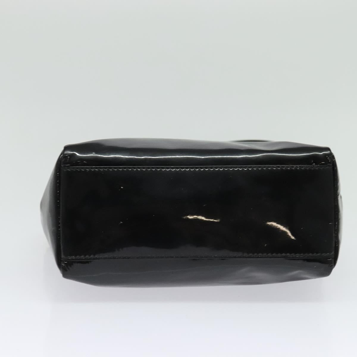 Salvatore Ferragamo Vala Patent Leather Black Patent_Leather Handbag (Pre-Owned)