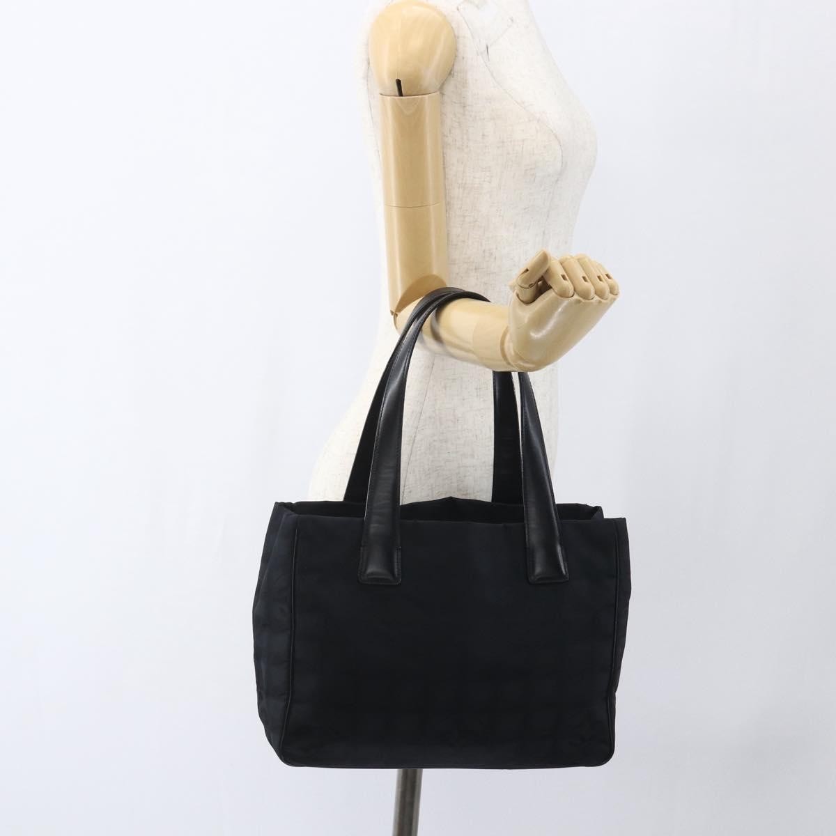 Chanel Travel Line Nylon Black Nylon Tote Bag Bag (Pre-Owned)