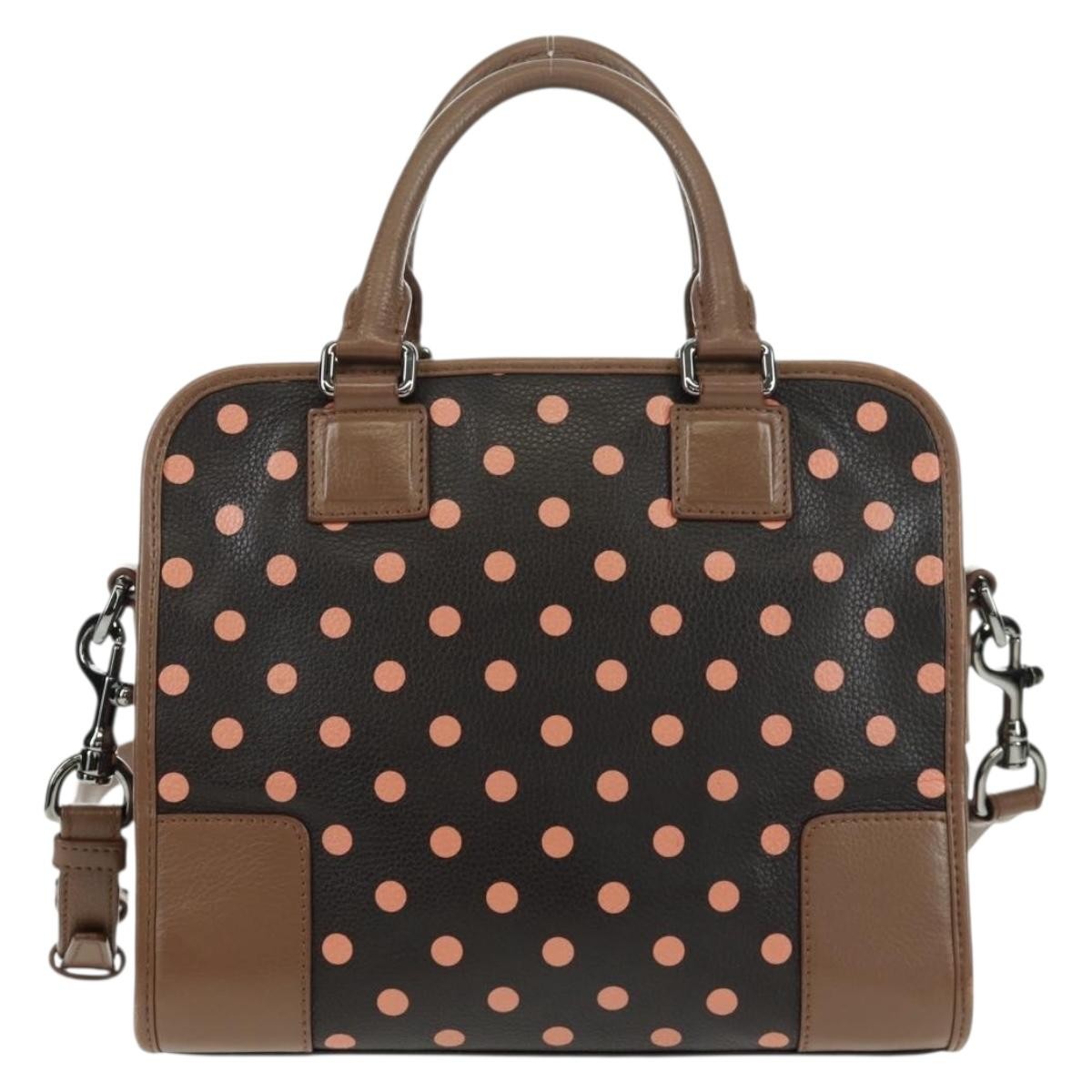 Loewe Cruz Printed Leather Brown Leather Handbag (Pre-Owned)