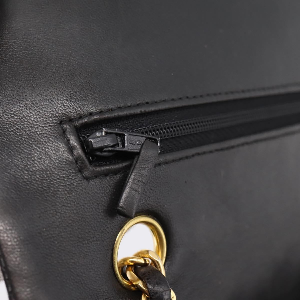 Chanel Classic Double Flap Quilted Lambskin Black Leather Shoulder Bag Bag (Pre-Owned)