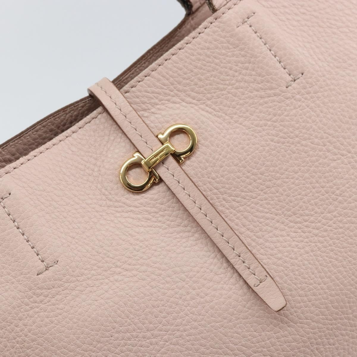Salvatore Ferragamo Gancini Leather Pink Leather Tote Bag Bag (Pre-Owned)