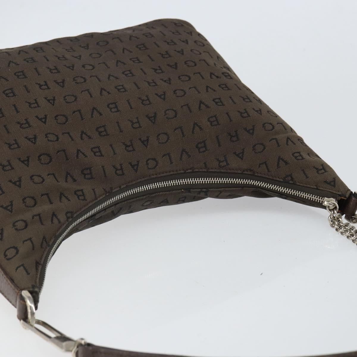 Bvlgari Logomania Canvas With Leather Brown Canvas Shoulder Bag Bag (Pre-Owned)