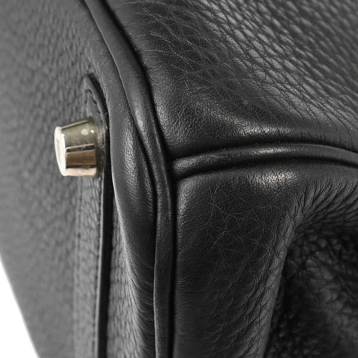 Hermes Birkin Black Clemence With Palladium Hardware Black Leather Handbag (Pre-Owned)