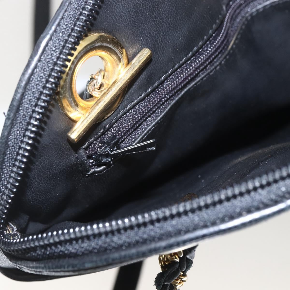 Bally Vintage Chain Quilted Leather Black Leather Shoulder Bag Bag (Pre-Owned)