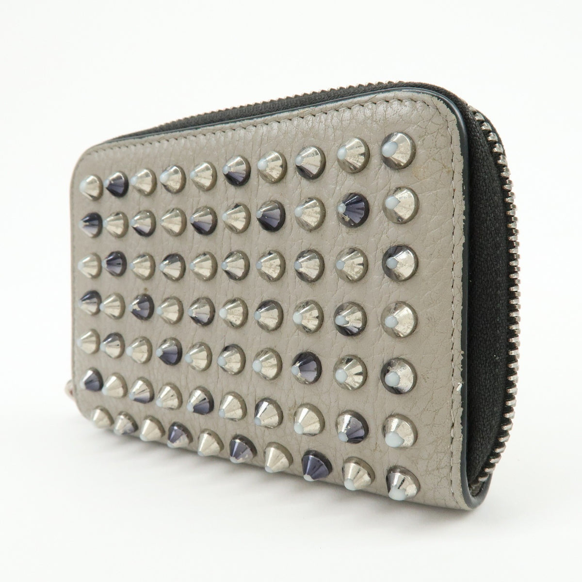 Christian Louboutin Panettone Coin Purse Spiked Leather Beige Leather Wallets Accessory (Pre-Owned)