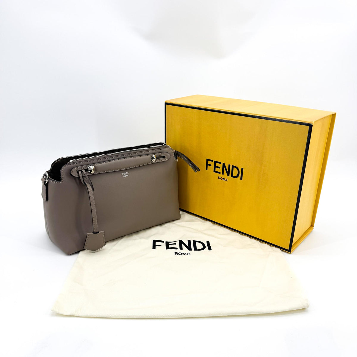 Fendi By The Way Satchel Calfskin Gray Calfskin Handbag (Pre-Owned)