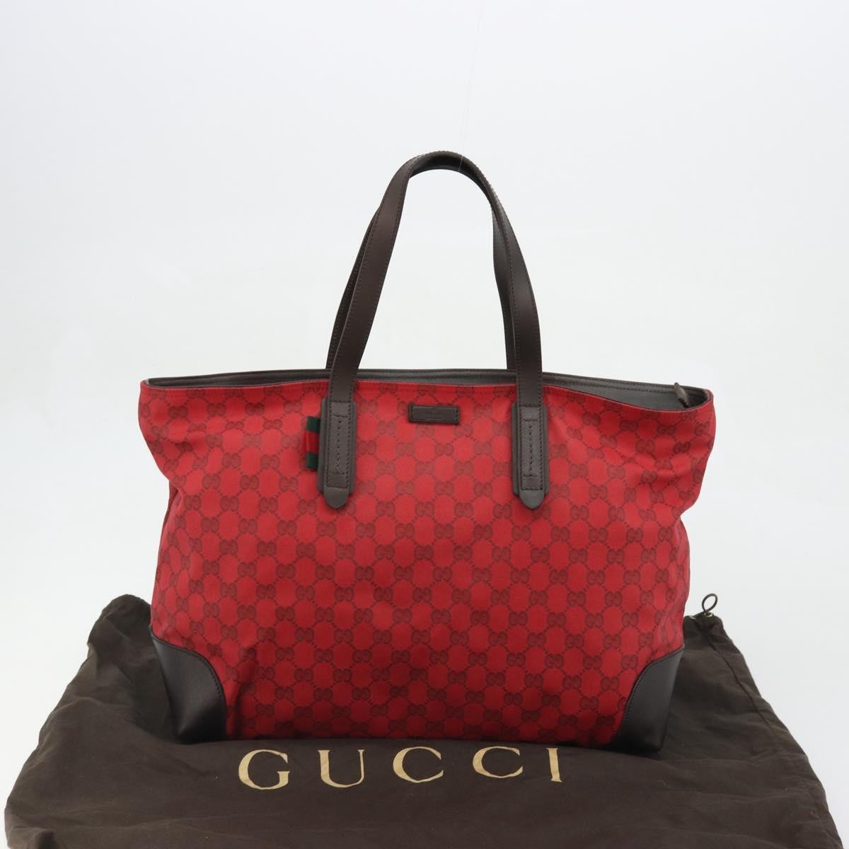 Gucci Original Zip Gg Canvas With Leather Red Canvas Tote Bag Bag (Pre-Owned)