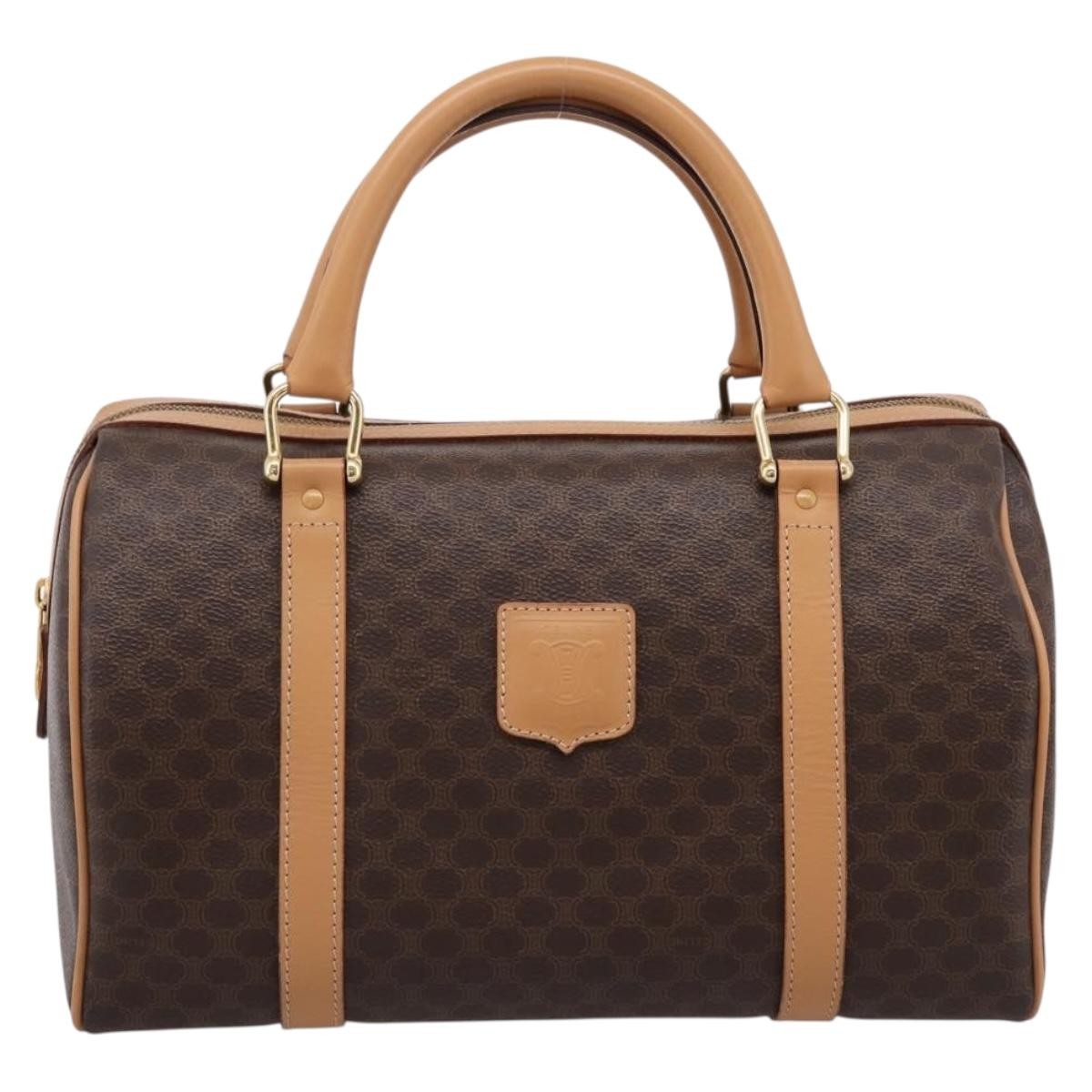 Celine Boston Triomphe Xl Coated Canvas Brown Pvc Handbag (Pre-Owned)