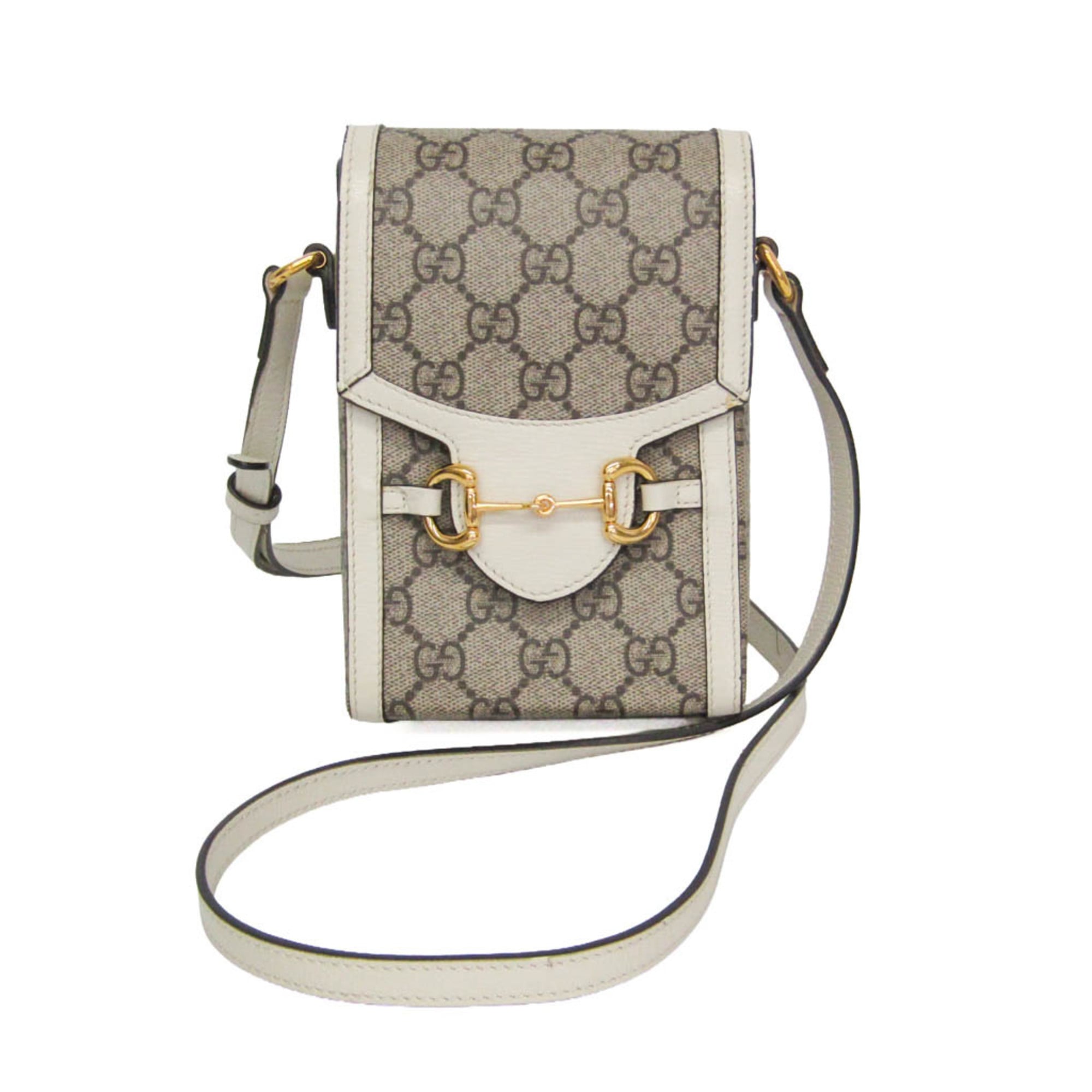 Gucci Horsebit 1955 Gg Coated Canvas With Leather Beige Canvas Crossbody Bag Bag (Pre-Owned)